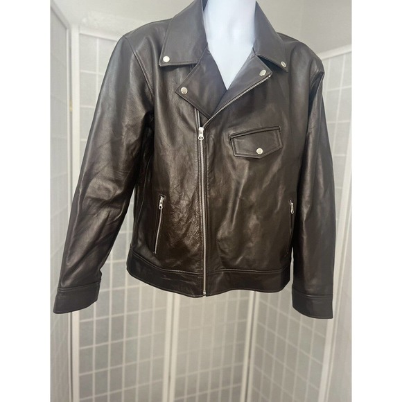 LUIS LEATHER Lambskin Cafe Dark Brown Leather Motorcycle Jacket Large 48 - Picture 2 of 16